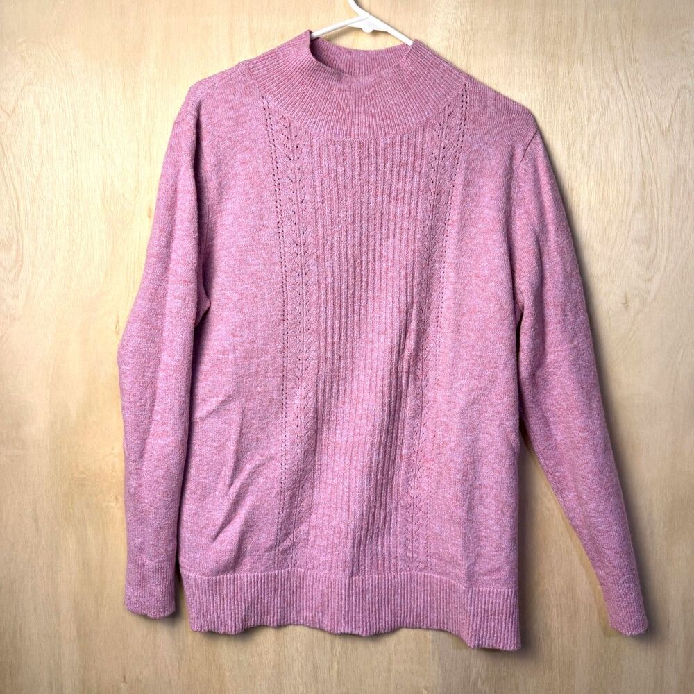 Old Navy Women's Pink Knit Ribbed Sweater Long Sleeve Pullover Sz XL New